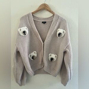 Dreamers by Debut Beige teddy bear cardigan